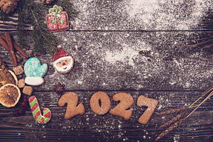 Overhead view of decorated Christmas