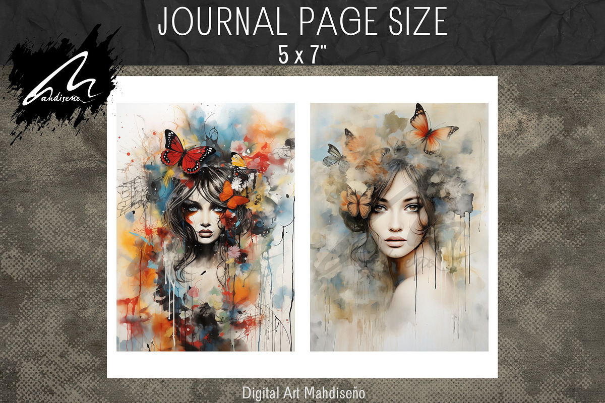 Girl and Butterflies, Collage Papers, a Person Illustration by Digital Art Mahdiseño (Photo 6 of 9)