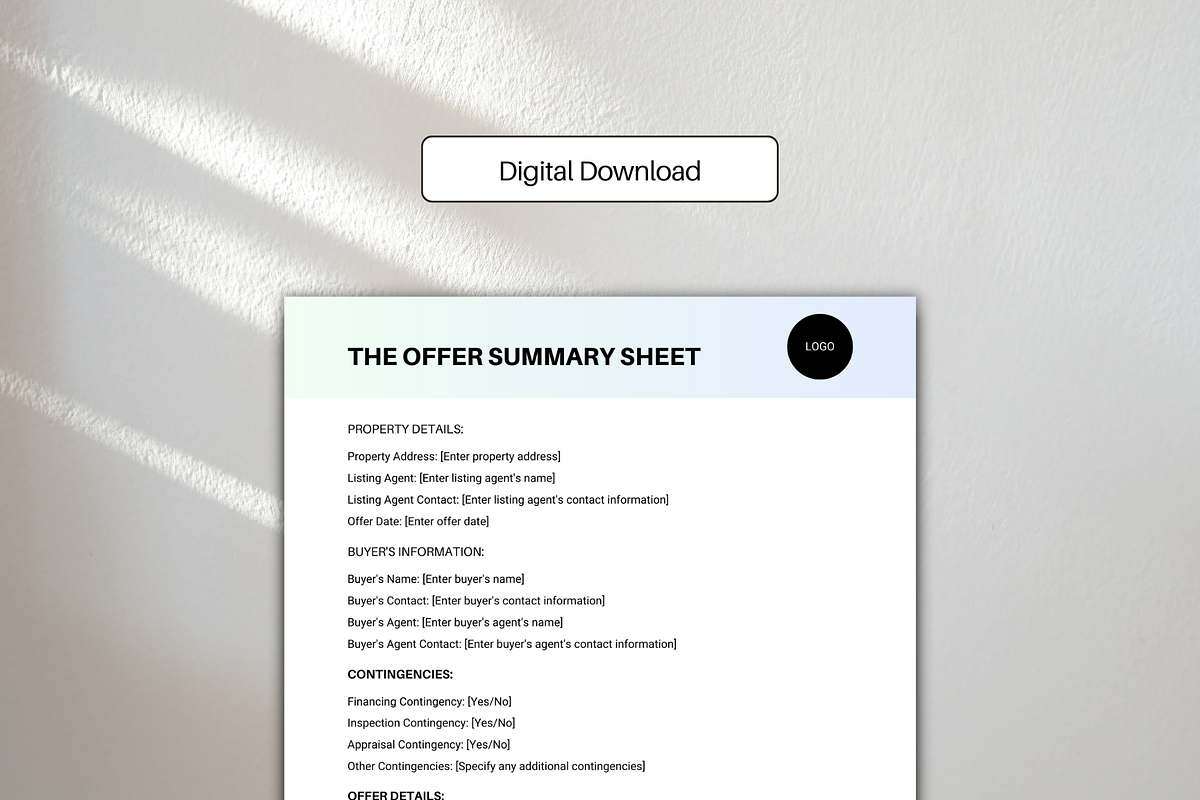 Real Estate Offer Summary Sheet, a Marketing Template by Modernastic - Canva (Photo 7 of 7)