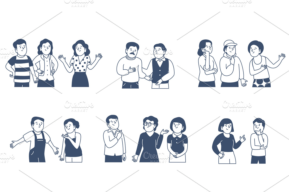 Doodle people talking. Friends, a Person Illustration by LadadikArt