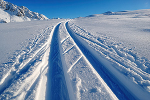 Snow tracks in a winter landscape, a Nature Photo by AlyaAnd