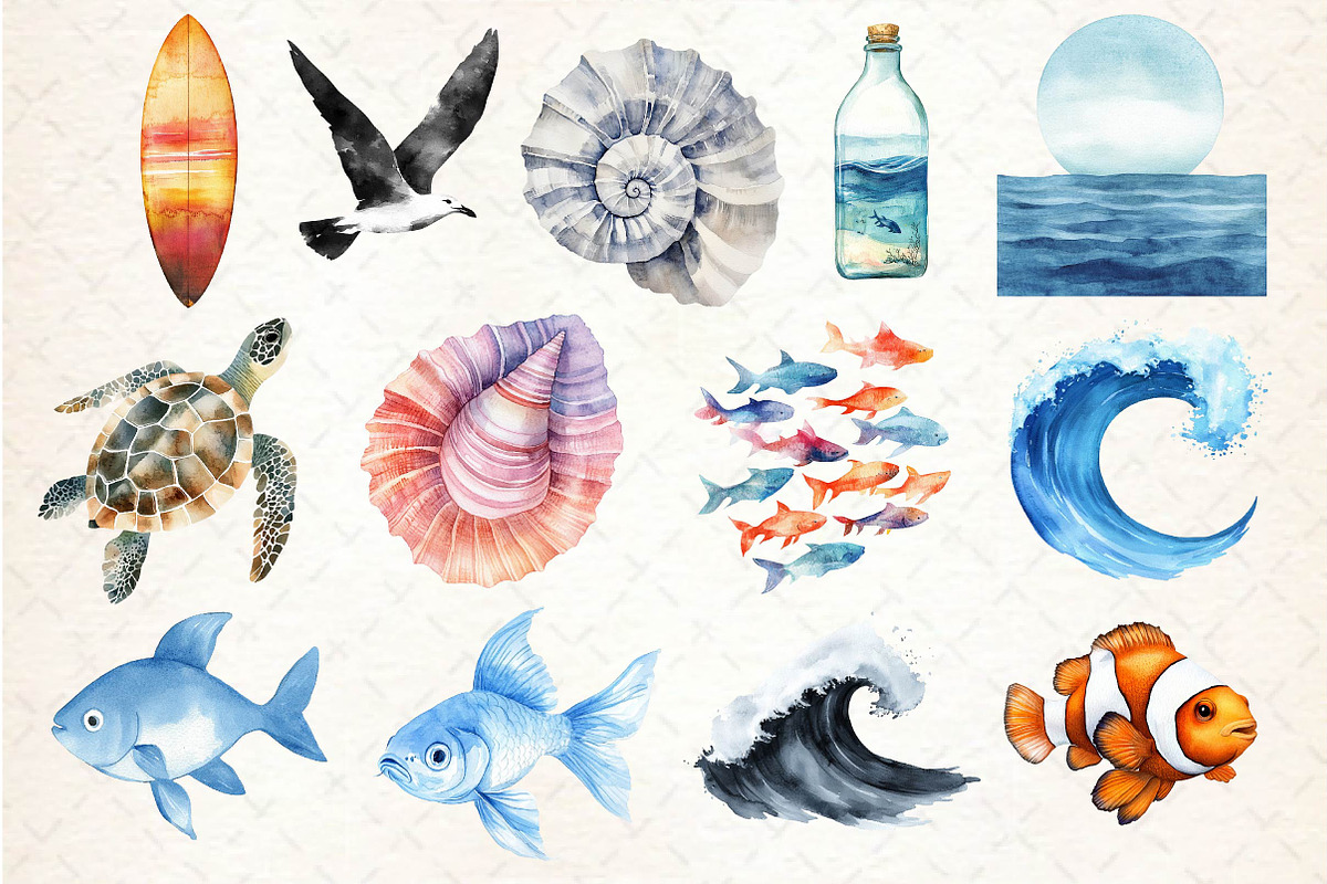 Minimalist Sea Sublimation Clipart, an Illustration by Dream Creation (Photo 2 of 4)