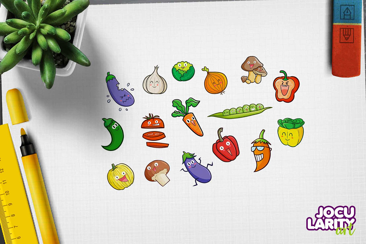 Cute Vegetables Cartoon Characters, a Food Illustration by Jocularity Art (Photo 2 of 3)