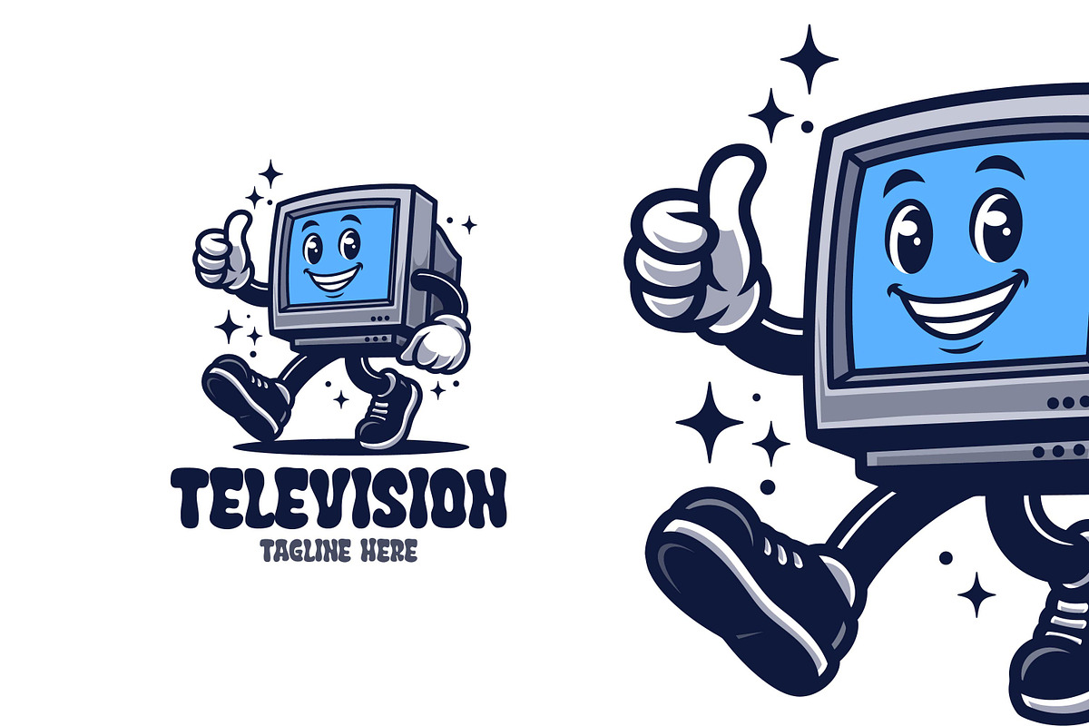 Television Retro Vintage Mascot Char, a Branding & Logo Template by Gumrega Studio