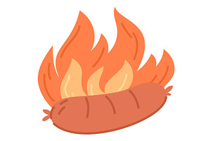 Grilled sausage or frankfurter over, a Food Illustration by Vectorbuum