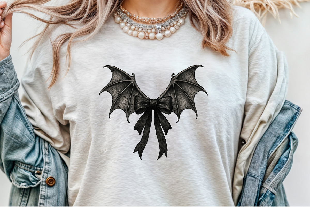 Black Coquette Bat Bow Retro Hallowe, an Illustration by Sublimation Artist (Photo 3 of 9)