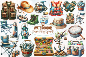 Summer Fishing Equipments Clipart, an Illustration by Designworld