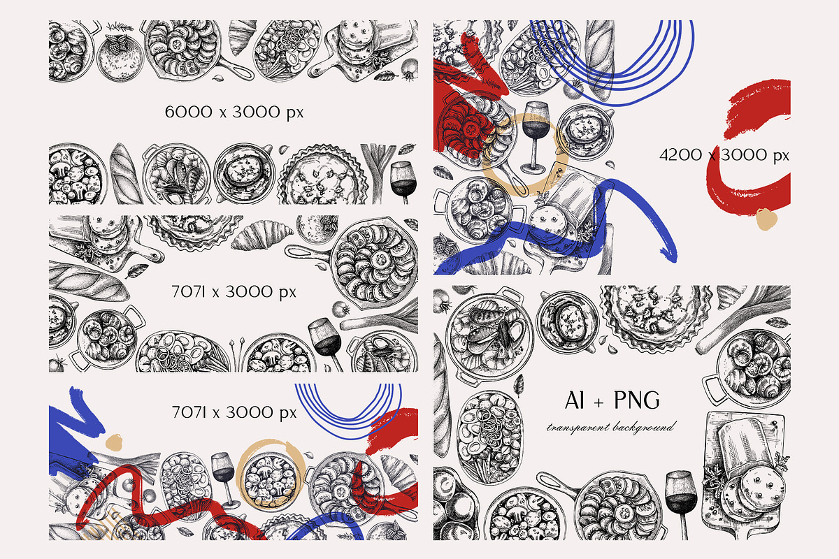 French Cuisine - Vector Food Set, a Food Illustration by Yevheniia (Photo 5 of 10)