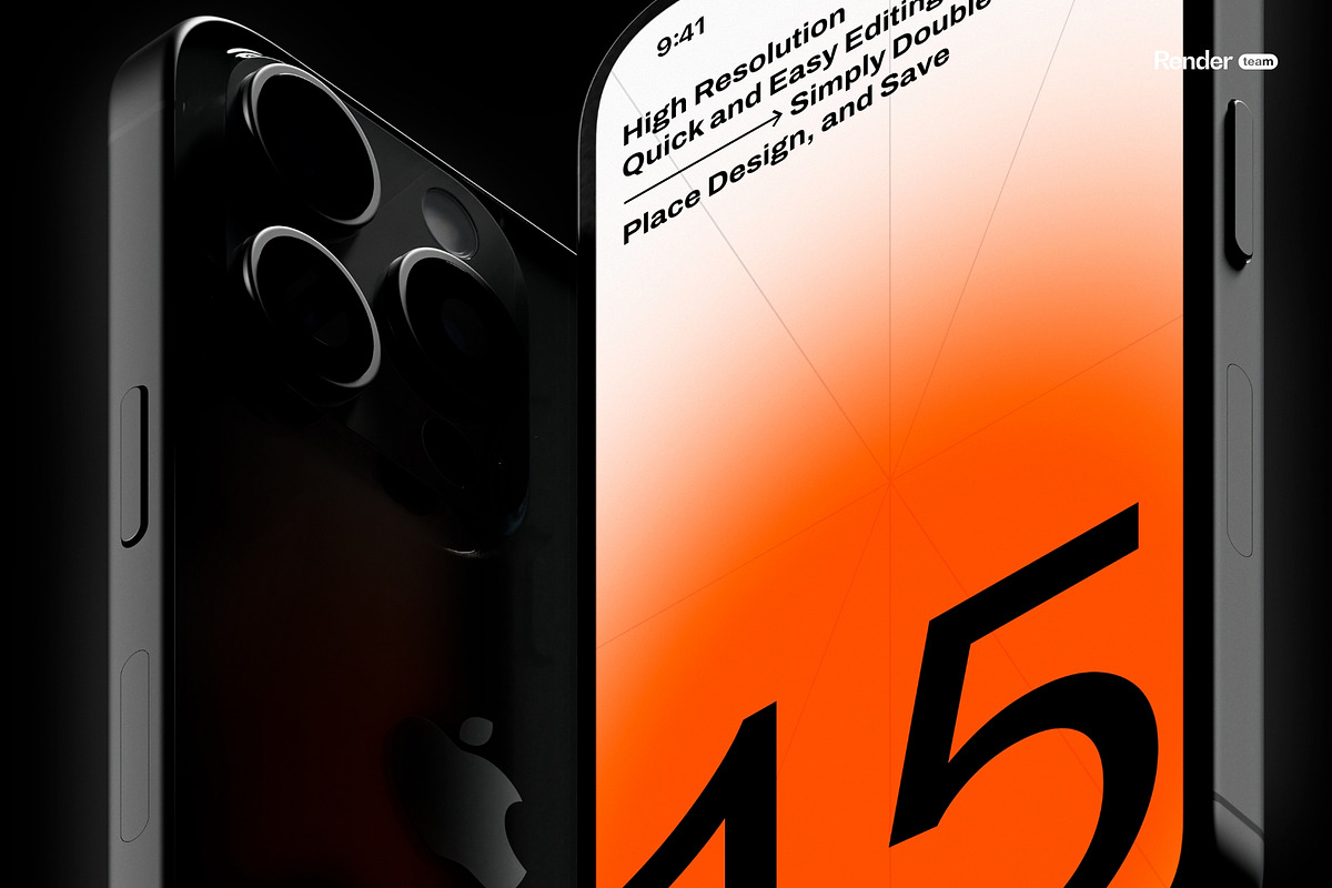 iPhone 15 Pro Mockup, an iPhone Mockup by Renderteam (Photo 6 of 10)