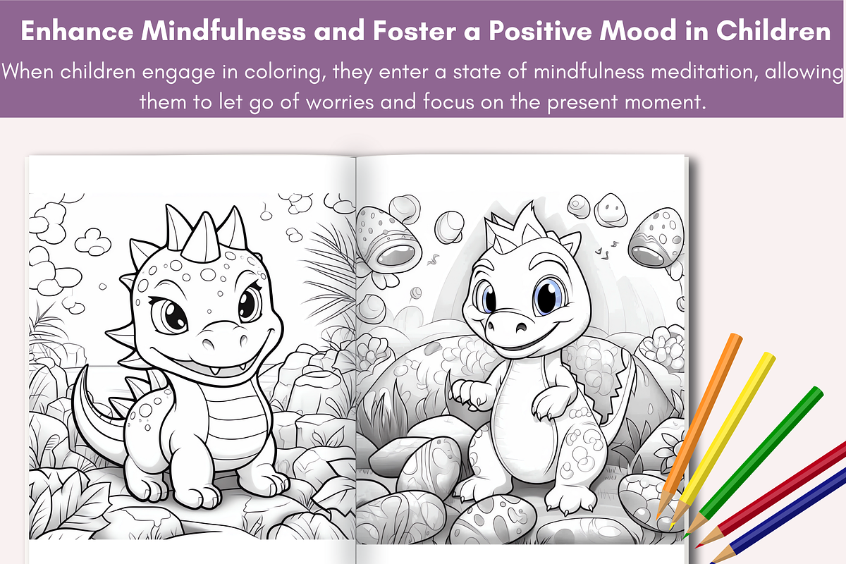 Cute Dinosaur Coloring Page for Kids, an Animal Illustration by LA Design (Photo 6 of 9)