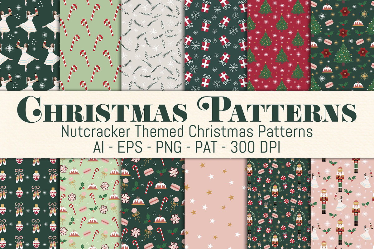 Nutcracker Seamless Patterns, a Pattern Graphic by The Audacious Brush (Photo 1 of 6)