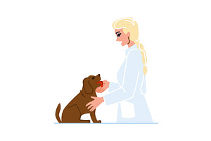 Veterinarian examining a cute brown, an Animal Illustration by pikepicture