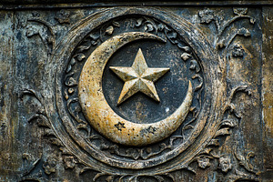 Antique Crescent Moon and Star Symbol, an Abstract Photo by Ales Munt