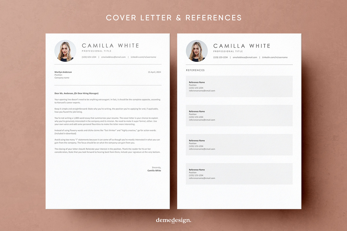 Minimalist Resume Template for Word, a Resume Template by DemeDesign (Photo 4 of 9)