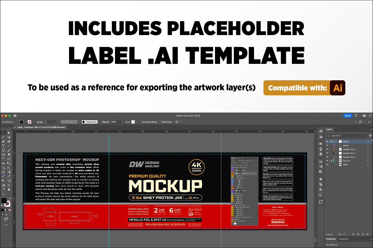 5lb Whey Protein Jar Mockup C1-Pro, a Packaging Mockup by Design Warlord (Photo 7 of 16)