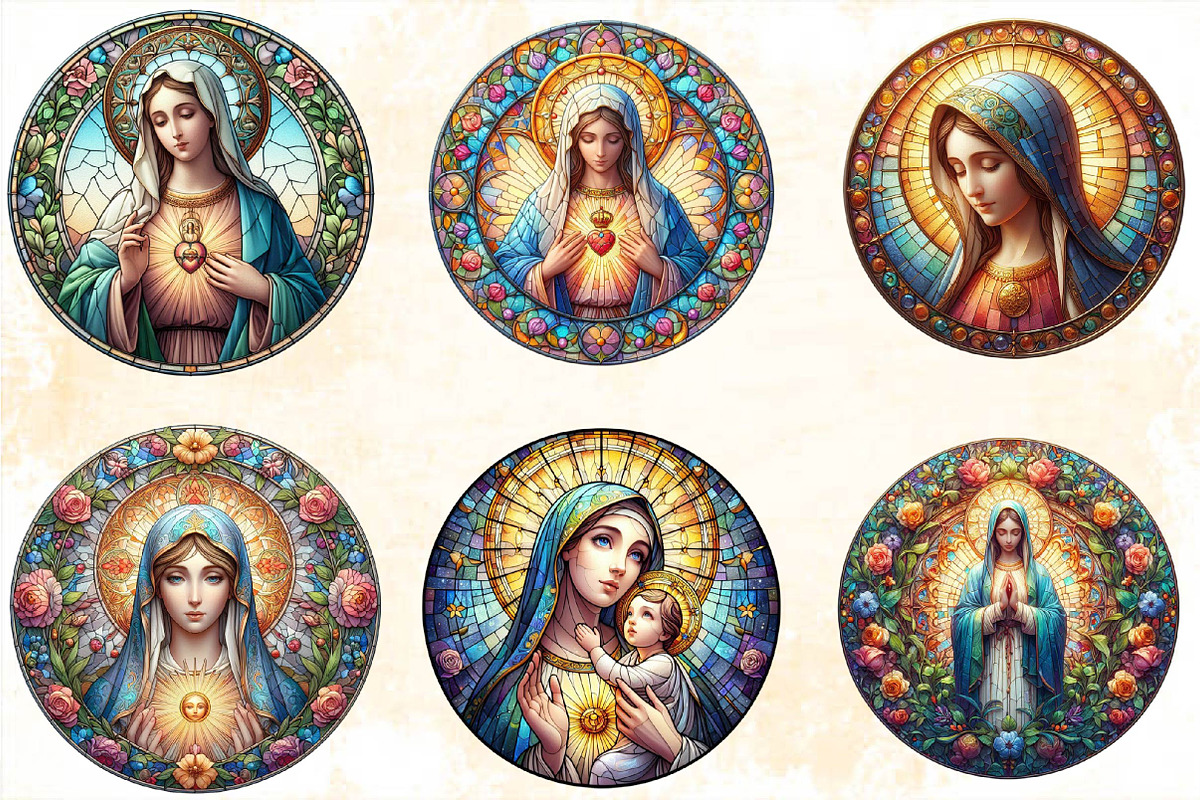 Mother Mary Stained Glass Sublimati, an Illustration by SVGArt (Photo 2 of 2)