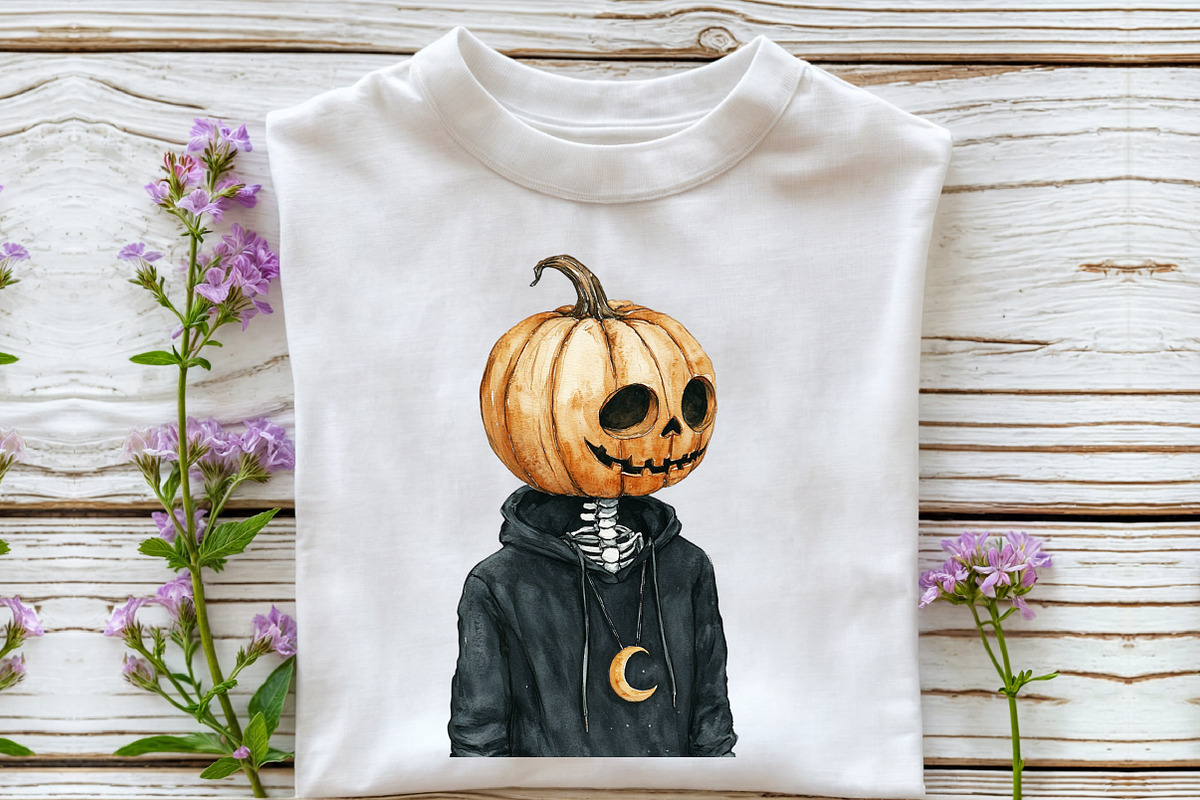 Watercolor Halloween Skeleton Clipar, an Illustration by Rose Art (Photo 6 of 7)