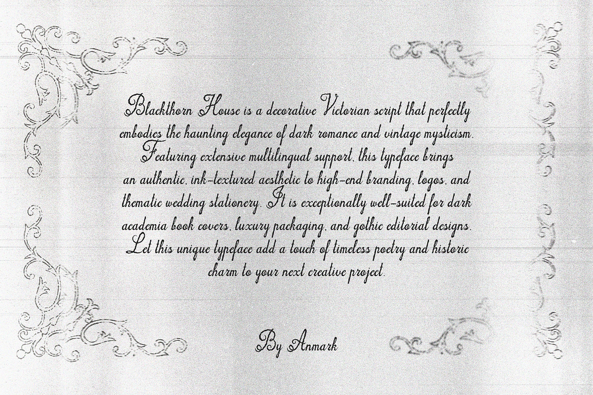 Blackthorn House Vintage Gothic Font, a Script Font by AnMark (Photo 3 of 10)