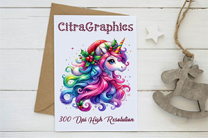 Christmas Cute Unicorn Clipart