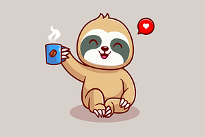 Cute Sloth Drink Coffee Cartoon, an Animal Illustration by Catalyst Labs