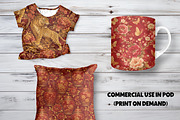 Red Gold Chinoiserie Digital Papers, a Pattern Graphic by LA Design (Thumbnail 7 of 10)