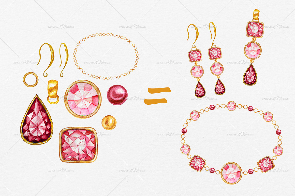 Crystal gold Jewelry Watercolor, an Object Graphic by svetlanaARTdreams (Photo 4 of 14)