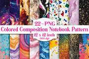 Colored Composition Notebook Pattern, a Pattern Graphic by Libby Wishes (Thumbnail 1 of 5)