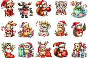Cute Christmas Animal Clipart, an Illustration by Designking (Thumbnail 2 of 5)