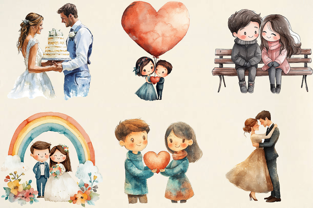 Watercolor Bride and Groom PNG, an Illustration by Pixels.Craft (Photo 2 of 7)