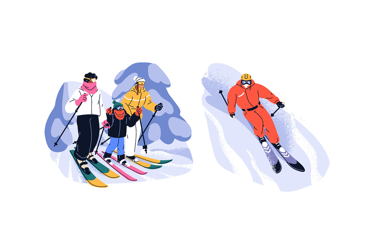 People skiing at ski resort set, a Sport Illustration by Good Studio (Photo 3 of 3)