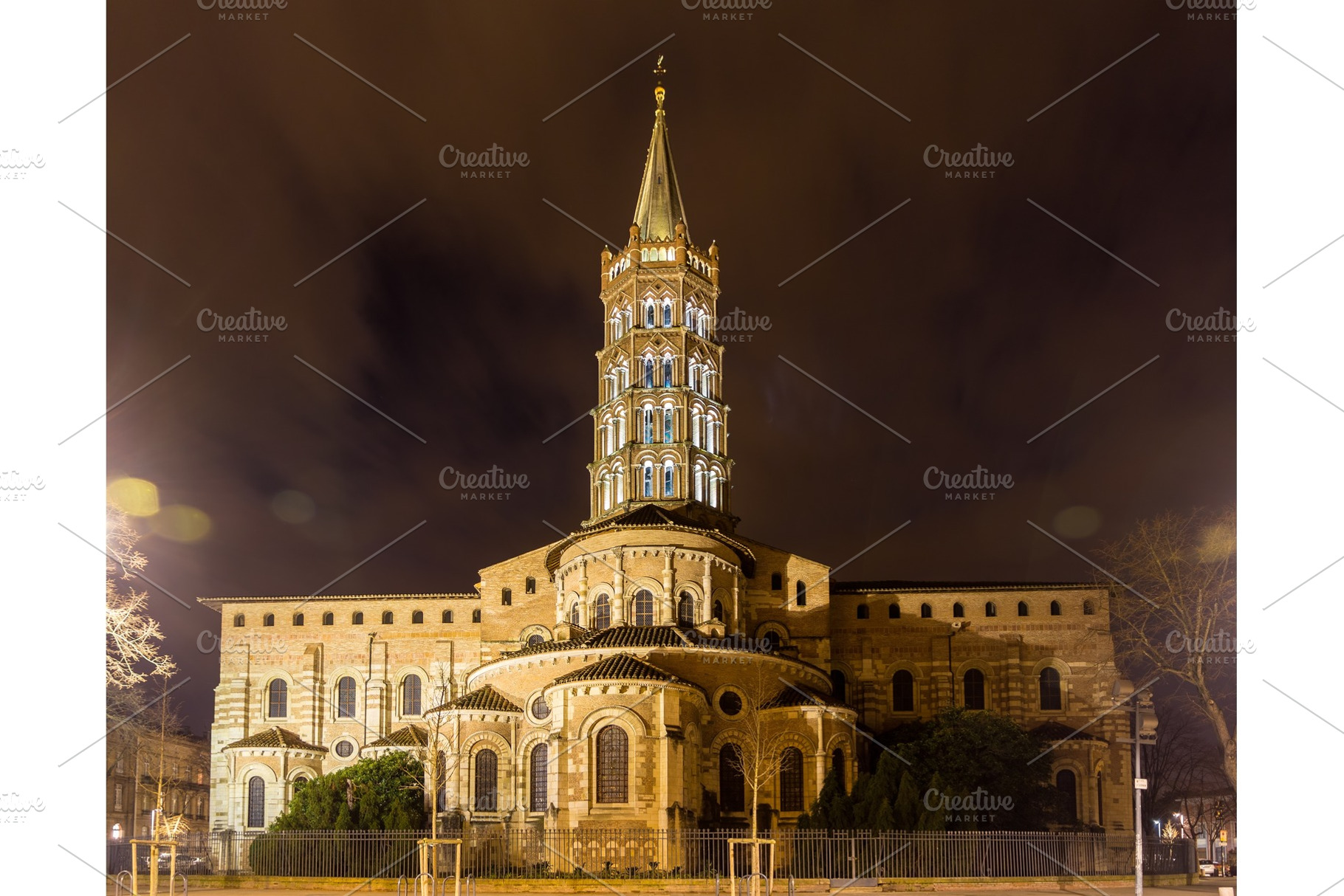 Basilica of st sernin by night in toulouse france stock photo containing, an Architecture Photo by Leonid Andronov