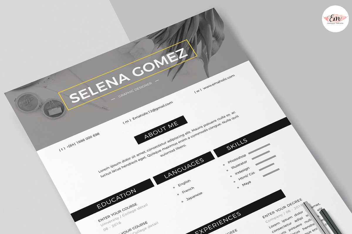 Modern 1 Page Resume Template, a Resume Template by Emaholic Template (Photo 5 of 5)