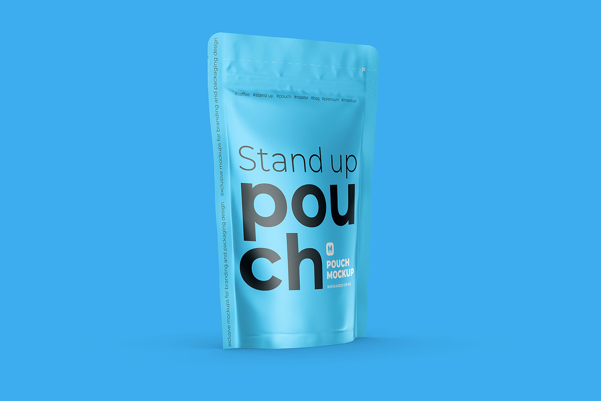 Stand Up Pouch Mockup Half Side view, a Cups & Container Mockup by easymock (Photo 6 of 12)