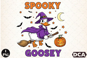 Halloween Spooky Goosey Witch Png, an Illustration by DreamCafeArt