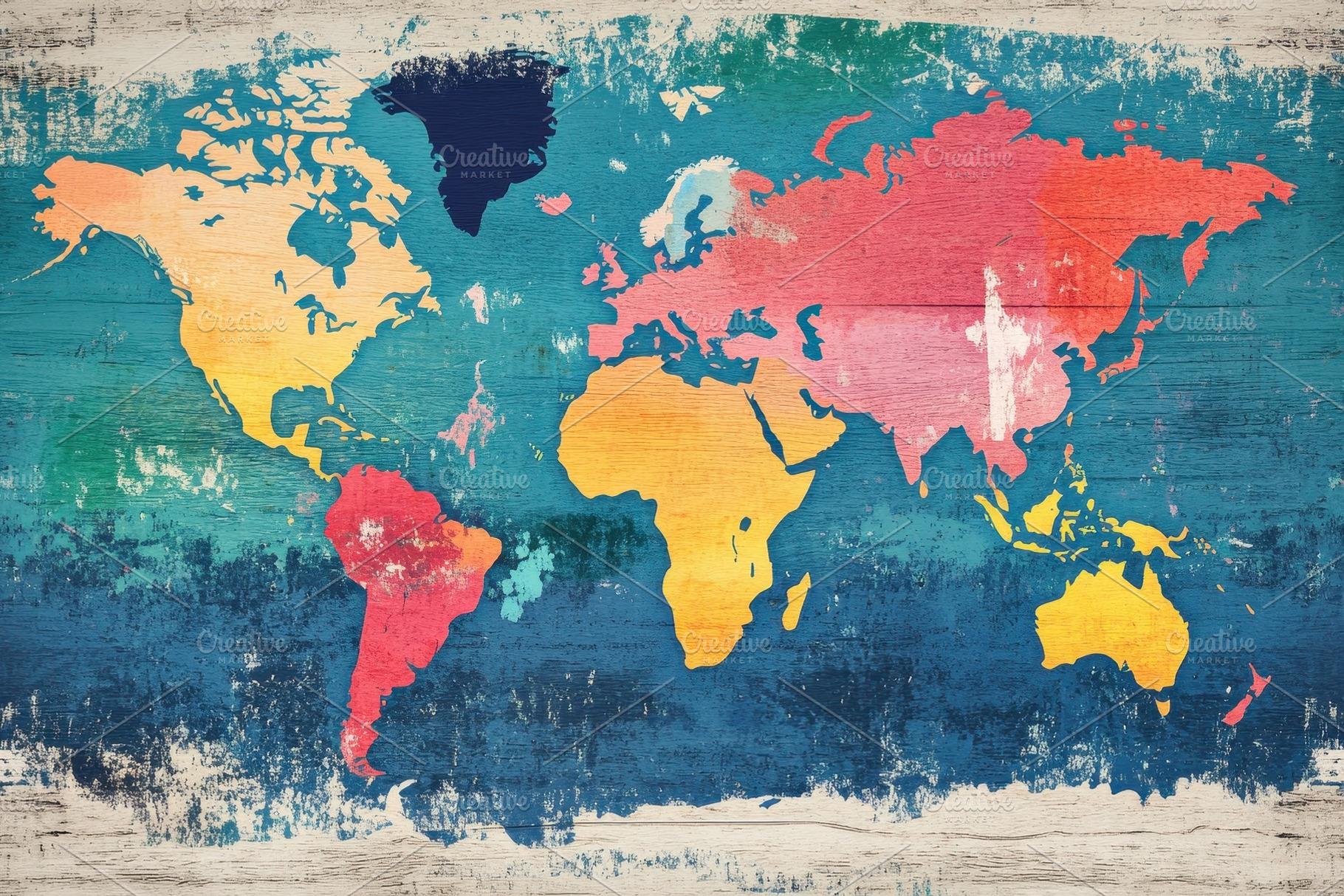 Colorful world map wallpaper, a Photo by Pavel_design