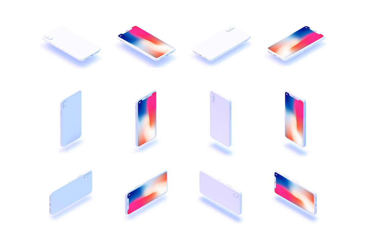 The isometric iPhone X Clay mockups, an iPhone Mockup by 360 Mockups (Photo 8 of 8)
