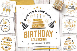 Happy Birthday Collection, a Card Template by sivVector