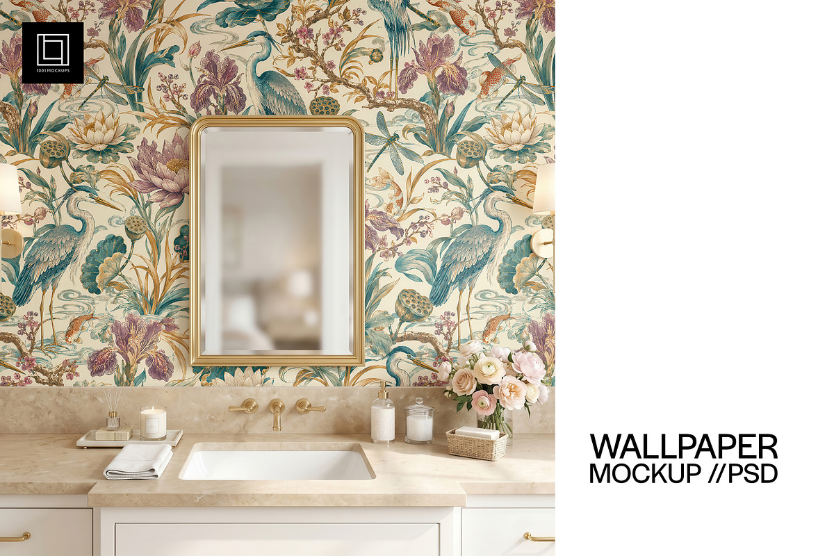 Luxury Bathroom Wallpaper Mockup PSD, a Household Mockup by 1001 mockups (Photo 1 of 11)