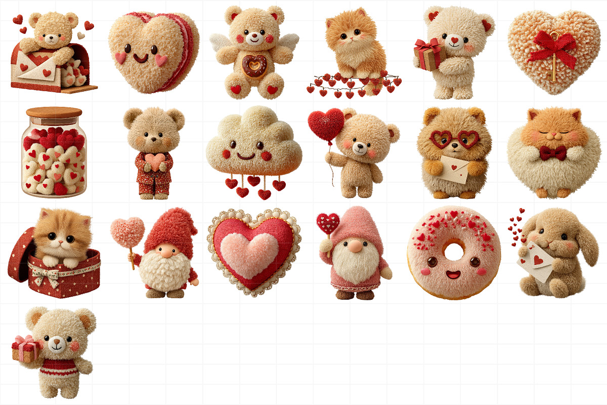 Valentine Fluffy Clipart PNG Bundle, an Illustration by Daily.Designs (Photo 5 of 5)