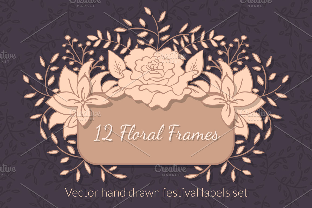 12 Floral Hand drawn Frames, an Object Graphic by Lianella's Shop (Photo 1 of 3)
