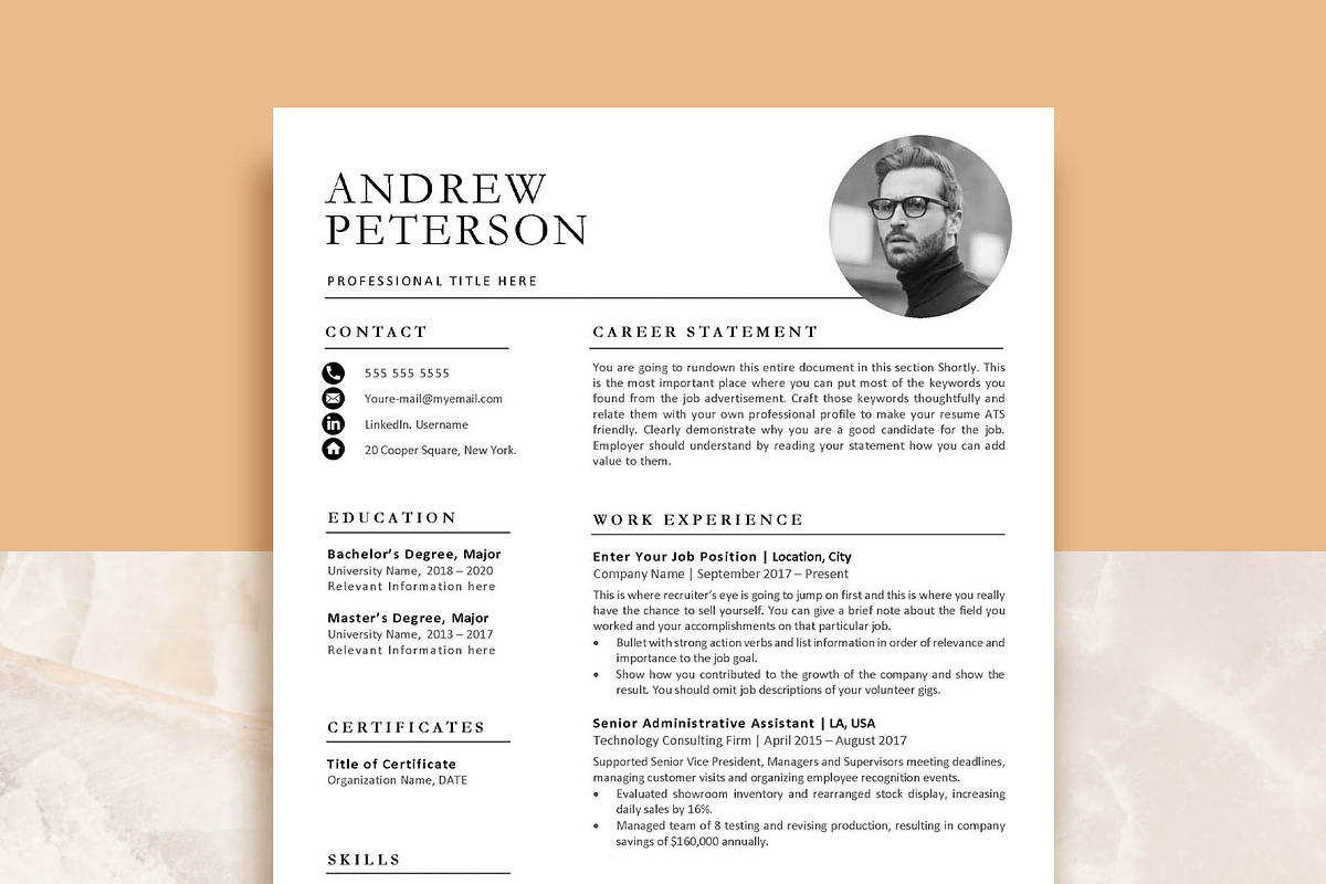 Professional Resume Template, CV, a Resume Template by VictoriousVita (Photo 1 of 8)