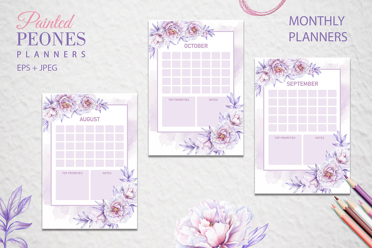 Painted Peones Planners, a Stationery Template by L- design studio (Photo 2 of 4)