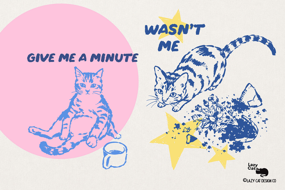 Hand-Drawn Funny Cat Quotes, an Object Graphic by Lazy Cat (Photo 7 of 8)