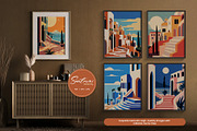 Flat Vector Santorini Serenity Print, a Background Graphic by Vibrand Studio (Thumbnail 4 of 9)
