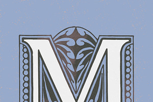 Letter M Vintage Typography Style