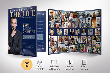 Blue Life Tabloid Funeral Program, a Brochure Template by Godserv Designs