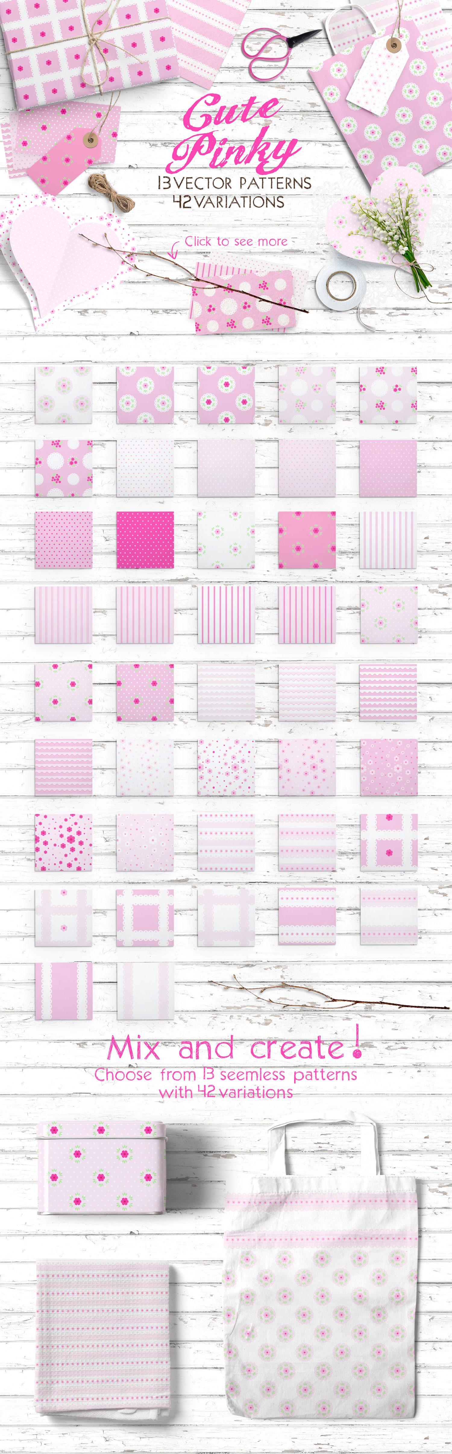 Cute Pinky Patterns Pack, a Pattern Graphic by Evelina Hiiri