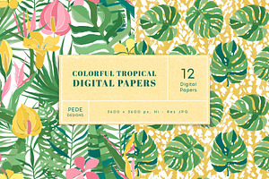 Colorful Tropical Digital Papers