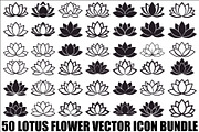 Lotus Flower Vector Icon Bundle, an Illustration by yasushie (Thumbnail 1 of 51)