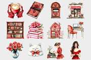 Watercolor Planner Girl Clipart, a Seasonal Illustration by Design Market (Thumbnail 2 of 4)